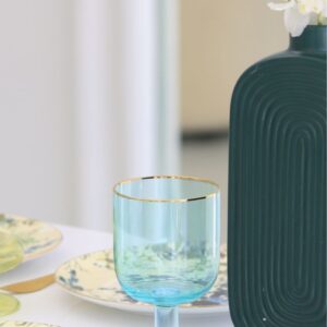 Footed Glass - Turqoise Top & Blue Bottom/6
