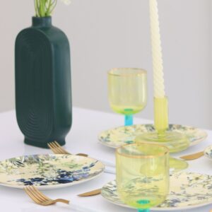 Footed Glass - Yellow Top & Turqoise Bottom/6