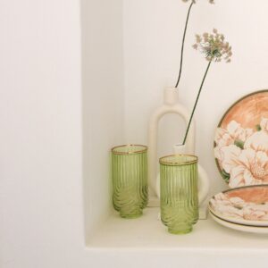 Tall Arch Tumbler - Green & Gold Rim/6